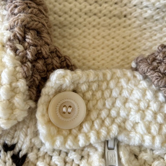 Kids vintage cream handknit fishermen fair isle zip up cardigan size 6 - Picture 6 of 11